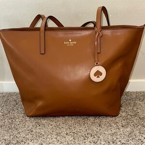 Kate Spade Brown Leather Tote with Spacious Design
